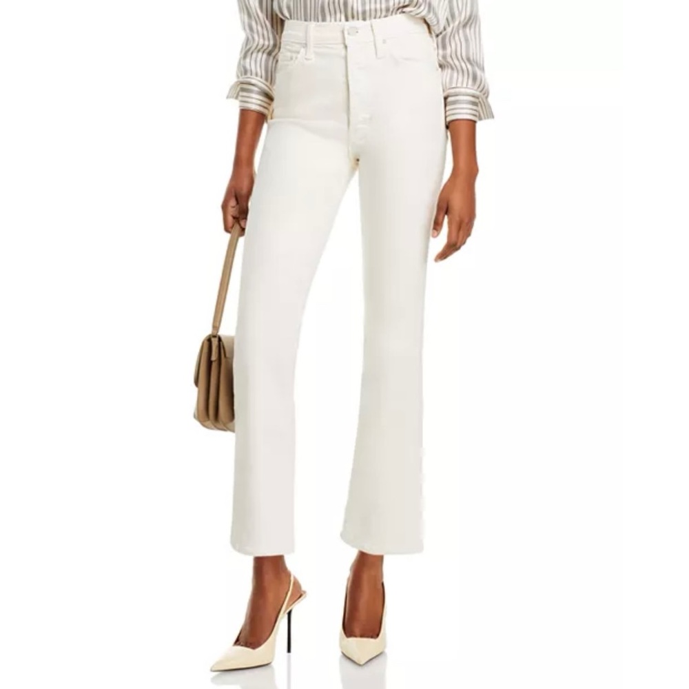 MOTHER High Rise Straight Jeans in Off-White